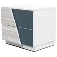 thumbnail image 3 of 4 Piece Lacquer Finish Wood Bedroom Set, California King Bed, Nightstand Dresser & Mirror, LED Lighting, White/Gray, 3 of 6