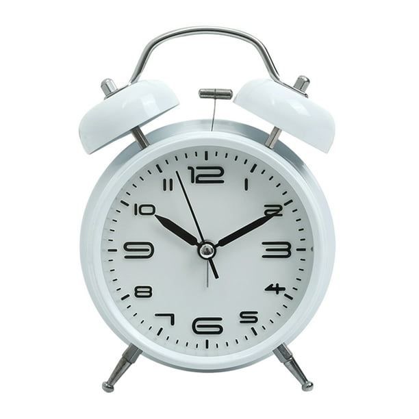 Reloj despertador ruidoso de 4 pulgadas para personas que duermen profundamente, silencioso, sin tictac, con luz de fondo nocturna, funciona con pilas