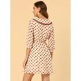 thumbnail image 4 of INSPIRE CHIC Women's Stars Dots Print Turn Down Collar Ruffled 3/4 Sleeve Dress, 4 of 5