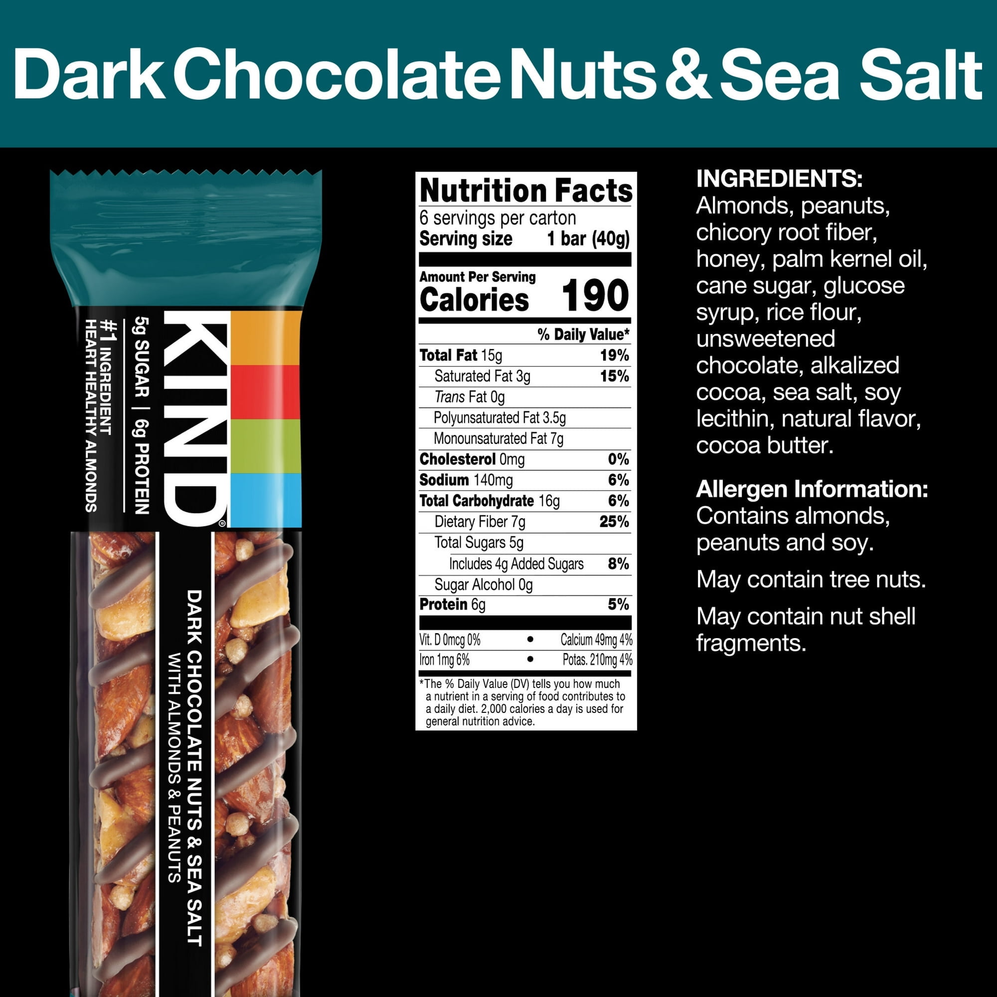 2 Pack Of KIND Snack Bars, Dark Chocolate Nuts & Sea Salt, Gluten Free, 1.4 oz, 6 Count Box, With Marshmellow By Value Nest