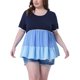 thumbnail image 1 of Blusas de mujer de talla grande Agnes Orinda, con volantes, encaje, cuello redondo, de manga corta, casuales y fluidas, 3X, azules, 1 of 8