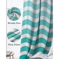 thumbnail image 3 of Geometric Turquoise Ombre Kitchen Curtains Modern Gradient White Ocean Striped Cafe Short Curtains for Bathroom Blackout Window Curtain Small Window Treatment Drapes for Bedroom Living Room 52"x45"x2, 3 of 9
