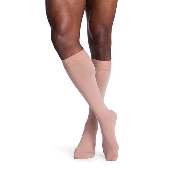 Sigvaris Specialty 554 Secure Men's 40-50 Closed Toe Knee High Compression Stockings w/Silicone Band Black X3 Short Full