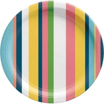 Summer Hues Stripes Tropical Beach Luau Theme Party 10" Paper Dinner Plates