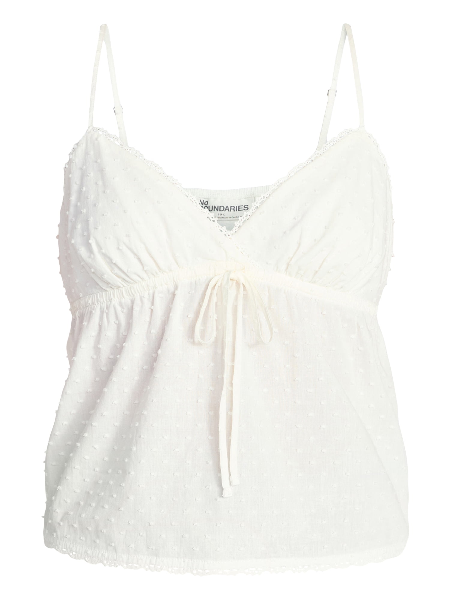 No Boundaries Cotton Babydoll Cami with Crochet Trim, Women’s XXS-XXL
