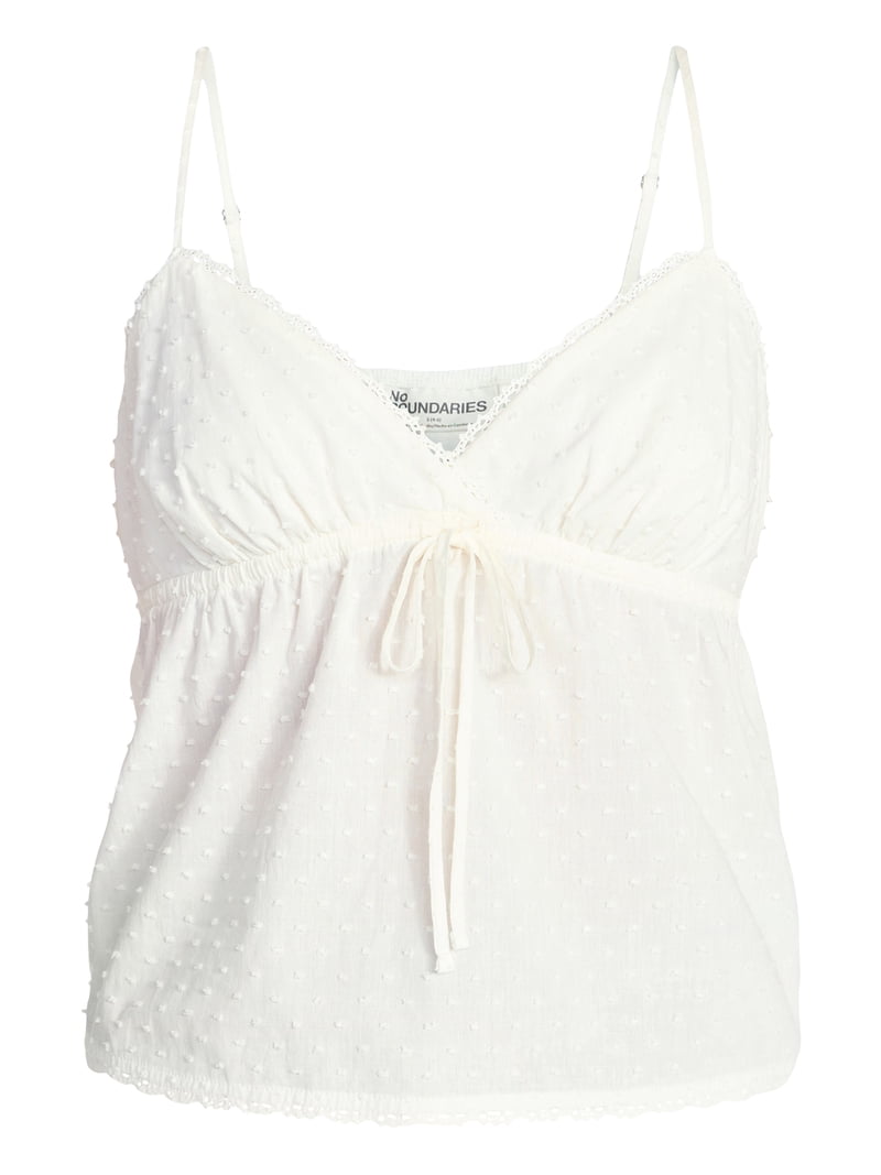 No Boundaries Cotton Babydoll Cami with Crochet Trim, Women's XXS
