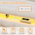 thumbnail image 4 of Twin Size Upholstered Platform Bed Frame with LED Lighting, Storage Headboard and Footboard, Remote/App Control, No Box Spring Needed,White, 4 of 9