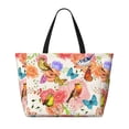 thumbnail image 2 of Sigee Flowers And Birds Watercolor Print Extra Large Waterproof Beach Travel Bag with Zipper - Durable and Versatile for Vacation, Gym, and Daily Use, 2 of 7