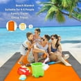 thumbnail image 5 of Beach Blanket, SandProof Beach Mat Large 4-7 Persons, Waterproof Picnic Mat Quick Drying Camping Blanket Made by Polyester with 4 Stakes for Outdoor Travel with Storage Bag (83" X 78"), 5 of 9