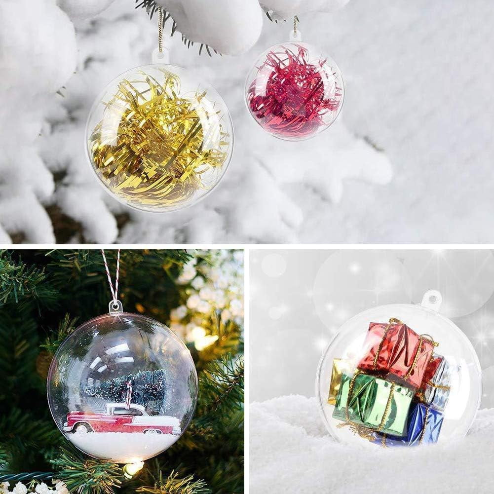 Topboutique 50 Pcs Clear Fillable Ornaments Ball Transparent DIY Craft Ball 5 Size Christmas Ornament Ball Acrylic Fillable Ball Plastic Decorative Hanging Ornaments Ball for Christmas Tree Decor