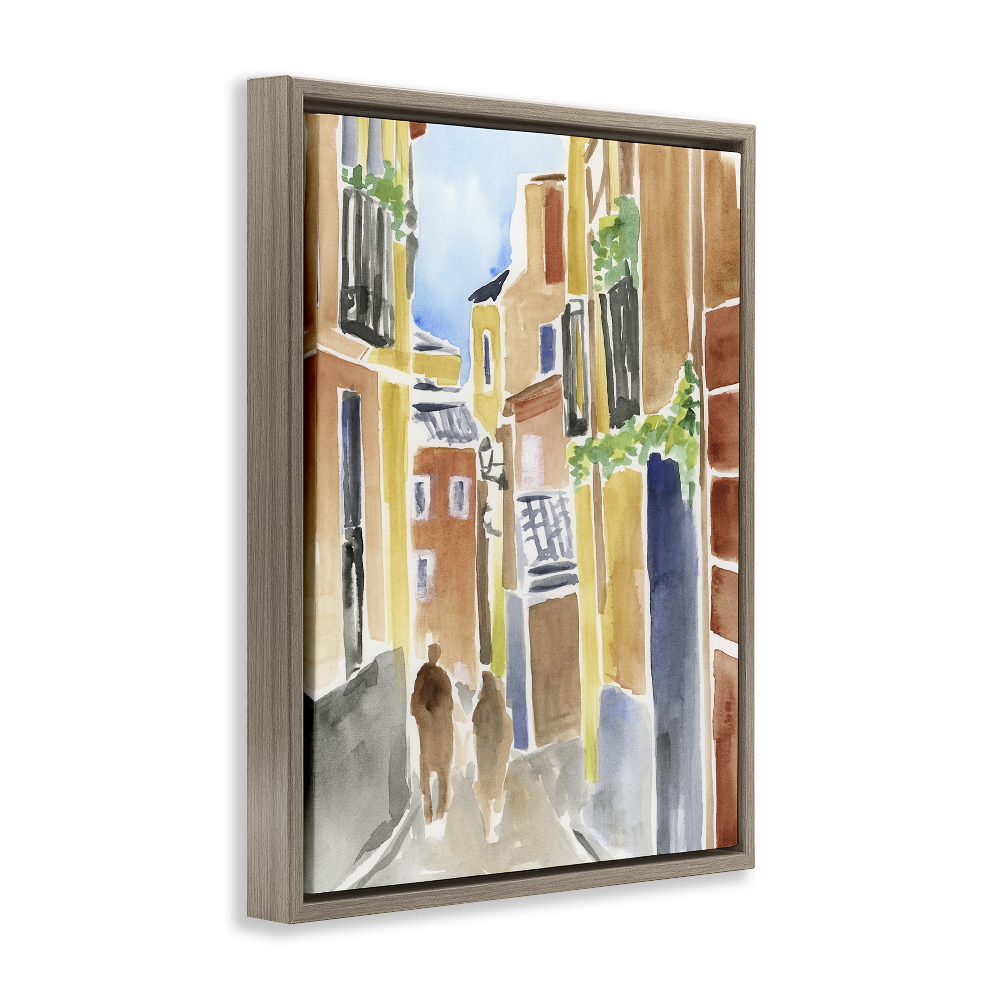 Stupell Industries Calles de Madrid Architecture Brown Framed Floater Canvas Wall Art, design by June Erica Vess