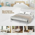 thumbnail image 4 of Costway Queen Size Metal Bed Frame Steel Slat Platform Headboard Footboard Bedroom Sliver, 4 of 6