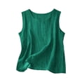 thumbnail image 1 of QHFBli Débardeurs en Coton et Lin pour Femmes Confortables pour l'Été Sans Manches Col Rond Chemise Décontractée Blouse Ample, 1 of 3