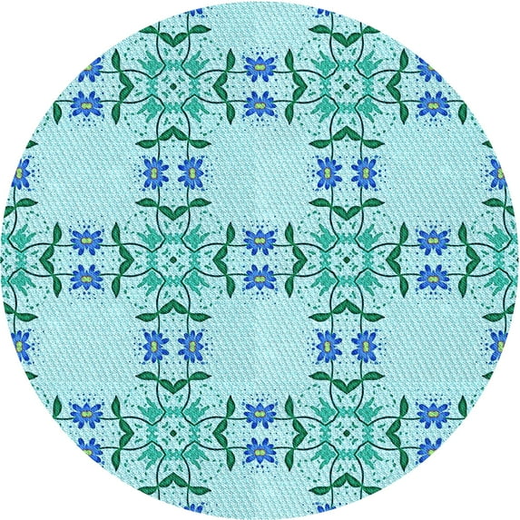 Ahgly Company Indoor Round Patterned Tron Blue Area Rugs, 7' Round