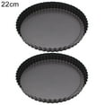 thumbnail image 2 of Yesbay 2Pcs Round Non-stick Removable Loose Bottom Pie Cake Pan Baking Mold Bakeware,Black, 2 of 8