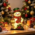 thumbnail image 3 of Stained Glass Style Snowman Lamp, Vintage Christmas Acrylic 3D Animal Night Light for Home Office Bedroom Living Room Desk Decor, 3 of 7