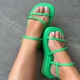 thumbnail image 1 of Sandalias de plataforma para mujer, zapatos antideslizantes con punta abierta cuadrada de color sólido, sandalias informales para exteriores, 1 of 4