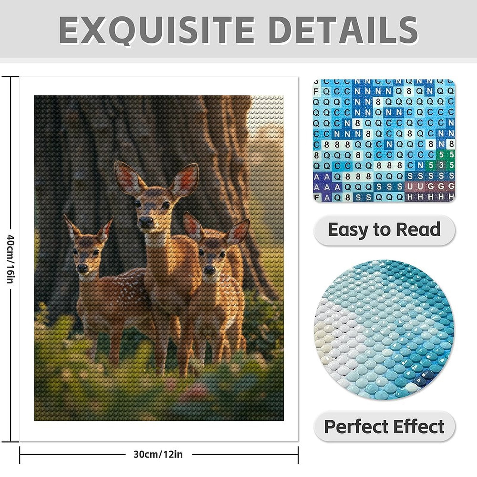 Diamond Art Kits for Adults - 5d Deer Family In Forest Light Diamond Painting for Adults, Diamond Art for Adults Beginners, Diamond Painting Kits for Adults for Home Wall Decor