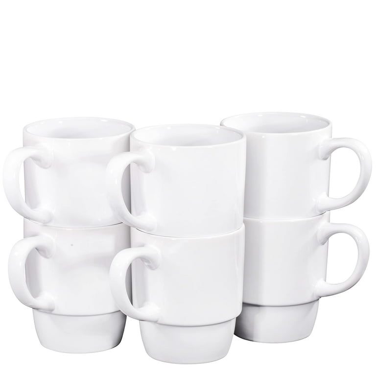 Ceramic Stacking Coffee Mug Tea Cup Dishwasher Safe Set Of 6 Large