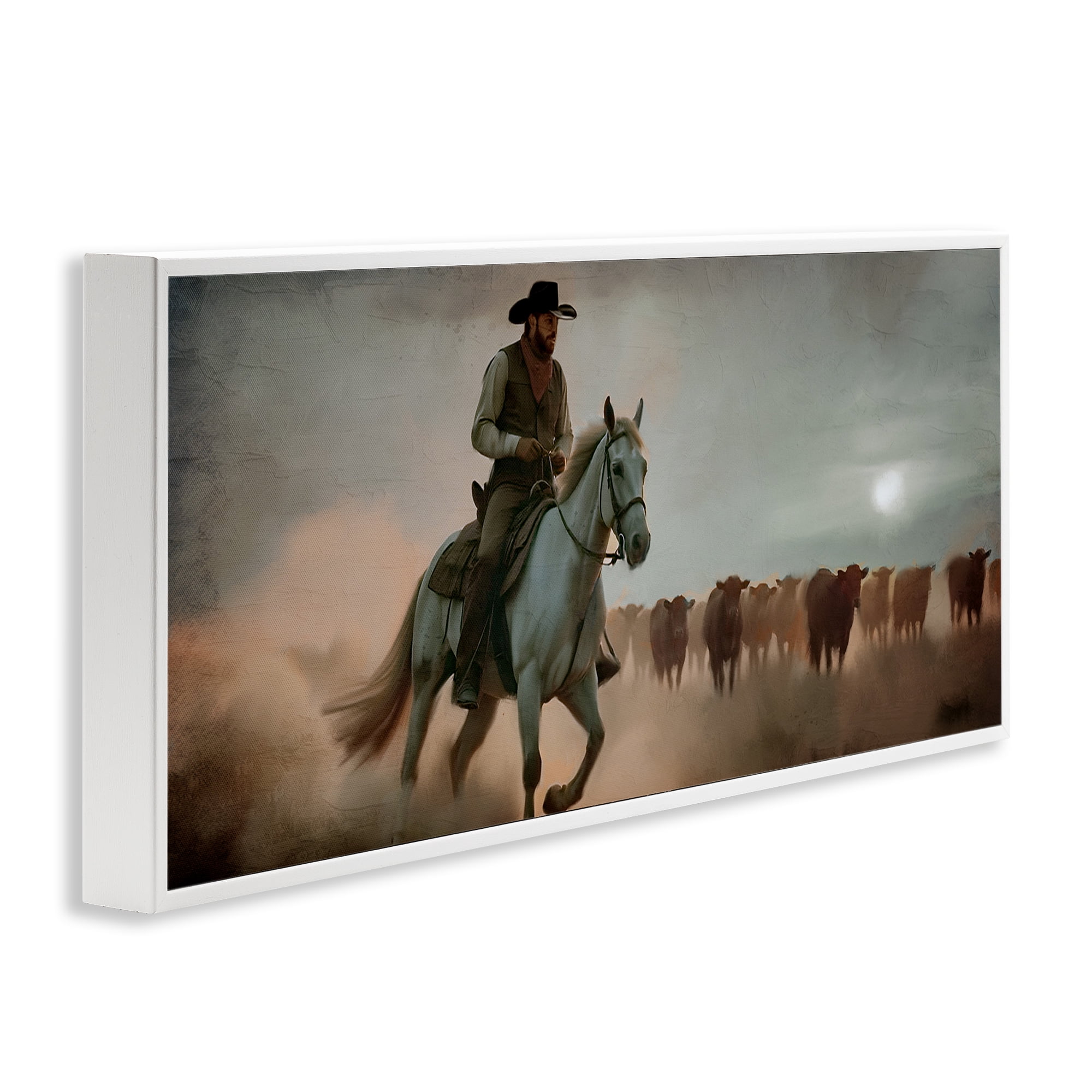 Stupell Industries Home Bound Cowboy White Framed Giclee Art, design by Kim Allen