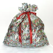 Wrap In A Hurry Christmas Super Jumbo Gift Sack, Blue Snowman, 1 Count