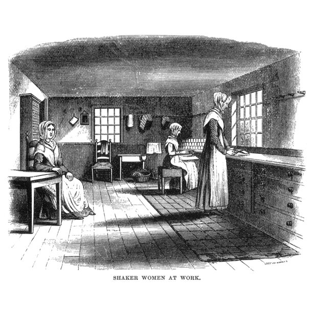 Shaker Women At Work 1875. /Nwood Engraving, 1875. Poster Print by