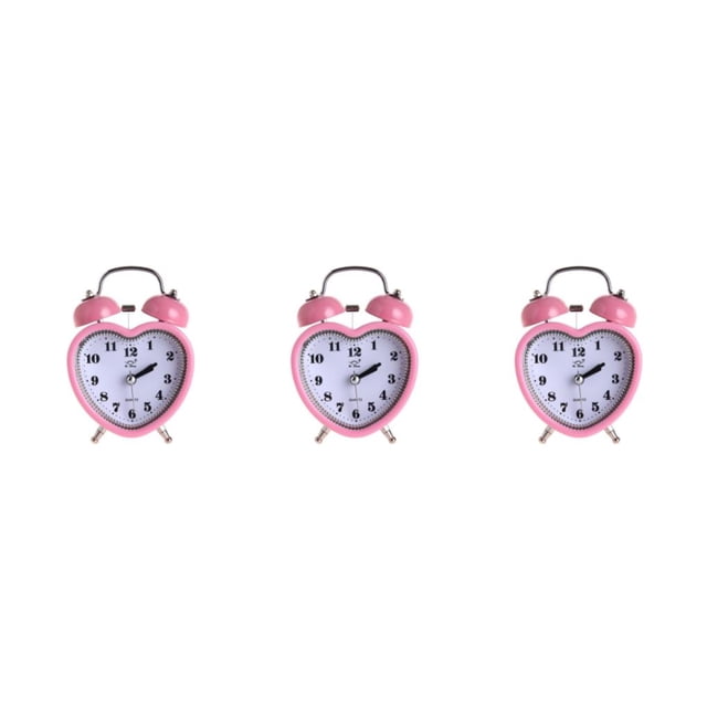 Bearachild Reloj despertador con campana de corazón, de luz nocturna silenciosa, relojes digitales de escritorio Retro para niños, dormitorio, Type2 NO2