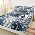 thumbnail image 3 of Feelyou Nautical Ship Rudder Twin Sheet Sets, Kawaii Crab Sealife Twin Fitted Sheet, Blue Ocean Patchwork Flat Sheet, Lightweight Room Decor, 3pcs, 3 of 7