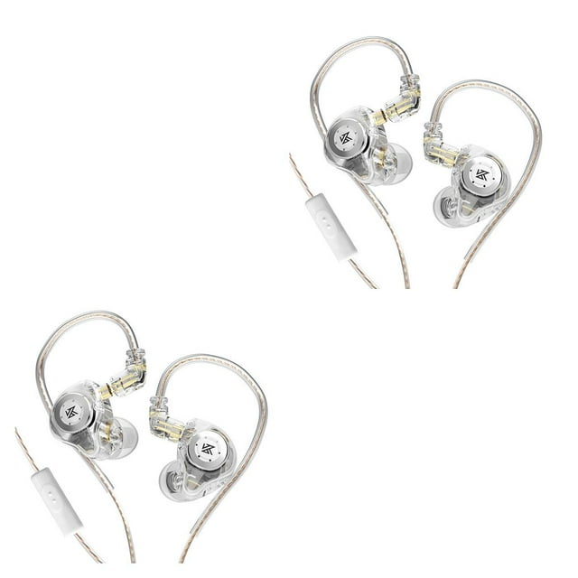 crativent KZ Écouteurs Filaires pour Cellulaire Réduction de Bruit Casque Détachable Ordinateur Portable Tablette HiFi Casque de Jeu Micro Transparent 2Ensemble
