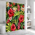 thumbnail image 6 of Summer Tropical Bathroom Shower Curtains with 12 Hooks Polyester Waterproof Shower Curtain for Stalls and Bathtubs Bohemia Flowers Monstera Leaves Watercolor Decorative Bathroom Curtain 66x72 Inches, 6 of 9