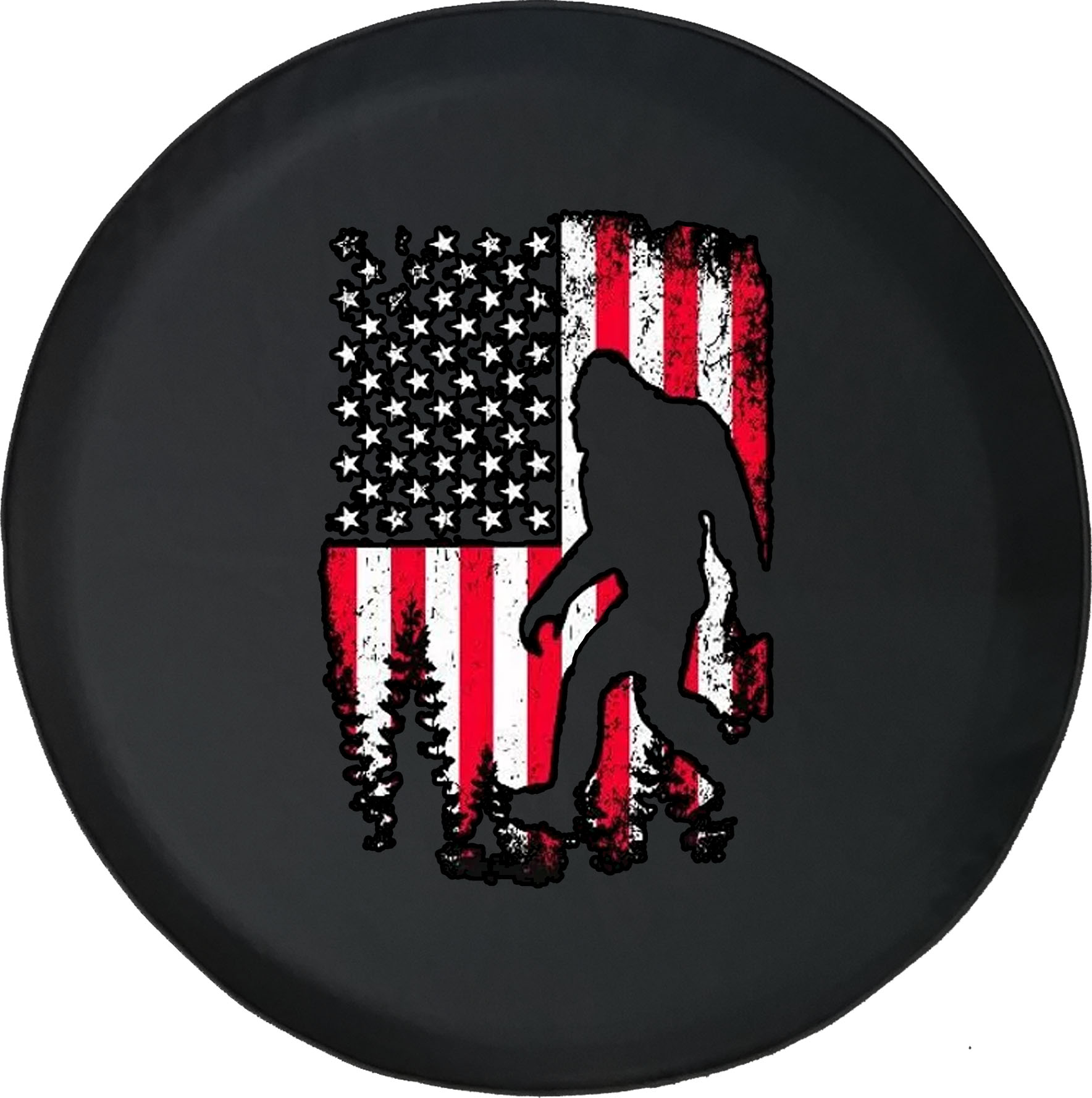 Large Tire Cover Bigfoot American Flag Custom Car Parts Spare Tire