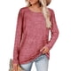 thumbnail image 1 of Camisa de manga larga para mujer Casual suelta Color sólido Agradable para la piel Cuello redondo Top de manga larga para primavera Otoño Invierno Rojo M, 1 of 6