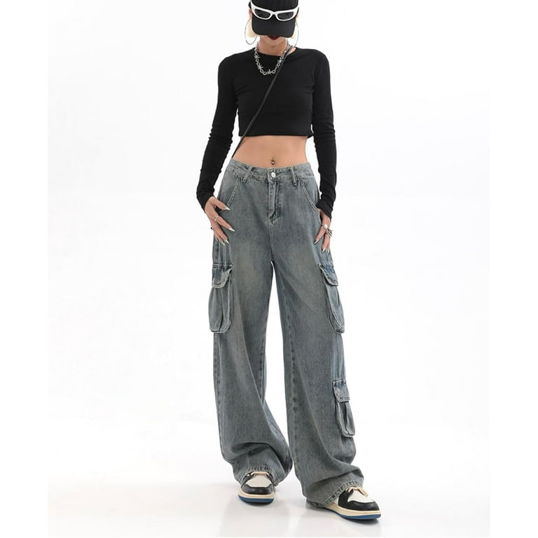 Kukuzhu Baggy Jeans Y2K Emo Denim Pant with Side Pocket Kukuzhu Baggy Jeans Y2K Emo Denim Pant with Side Pocket