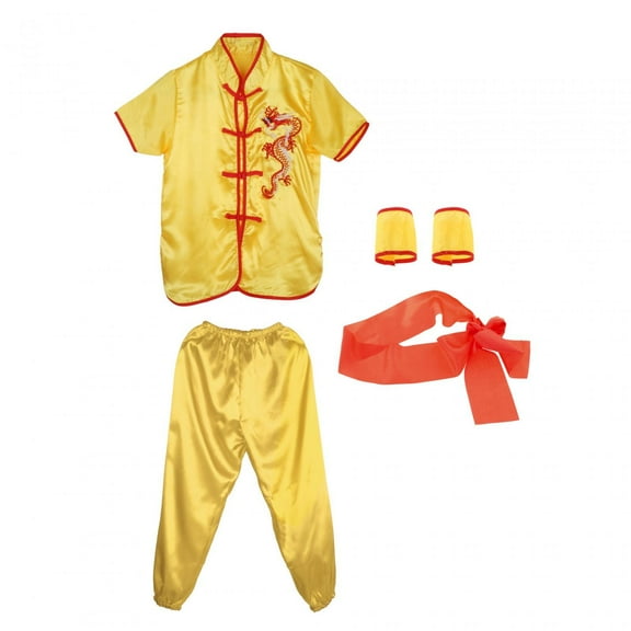 Traje Tradicional Chino De Wushu Para Adultos, Niños, Mujeres, Niños Y Niñas, Amarillo 140