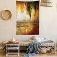 thumbnail image 2 of Ocean Tapestry, Sunset on the Beach of Caribbean Sea Waves Coast with Palm Tree, Wall Hanging for Bedroom Living Room Dorm Decor, 40W X 60L Inches, Yellow Dark Orange Baby Blue, by Ambesonne, 2 of 5