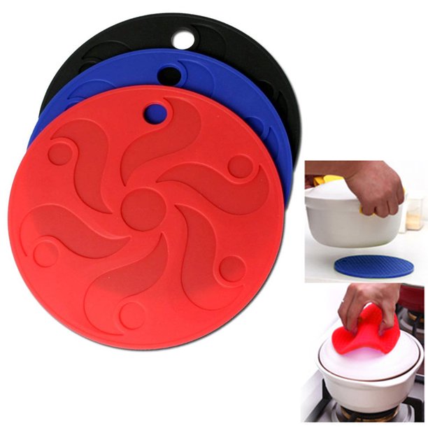 3pc Silicone Pot Holder Pad Trivet Heat Resistant NonSlip Circle Mats Placemats