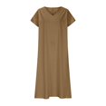 thumbnail image 3 of Summer Casual Dresses for Women 2025 Cotton Linen Vacation Maxi Dress Loose Flowy V-Neck Short Sleeve Beach Sundress, 3 of 5