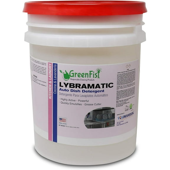 GreenFist Lybramatic | Commercial Dishwasher Detergent Industrial Grade [Ready-to-Use] Liquid,5 Gallon Pail