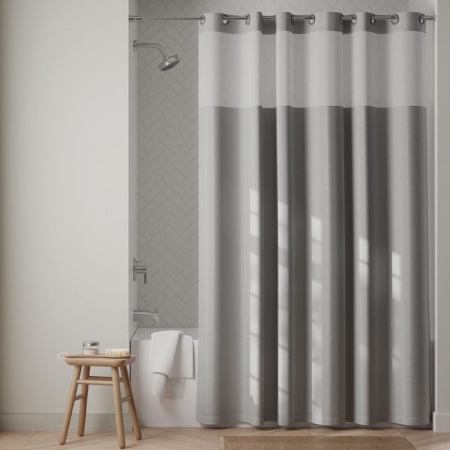 Rideau de douche d'hôtel Zenna Home en tissu InstaCurtain blanc