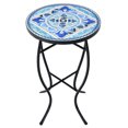 thumbnail image 1 of Costway Mosaïque Table d'Appoint Table d'Appoint Bistro Ronde Balcon Bleu Marine, 1 of 10