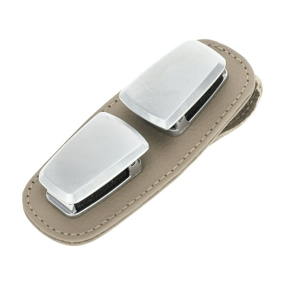 Unique Bargains Car Sun Visor Sunglasses Holder / Front Sun Visor Eyeglasses Clip Two Clamp for Car SUV Truck / Durable Visor Panel Organizer Cowhide / 1 Pc Beige