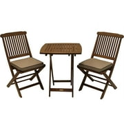 Outdoor Interiors Eucalyptus 3-Piece Bistro Outdoor Furniture Set (includes cushions)