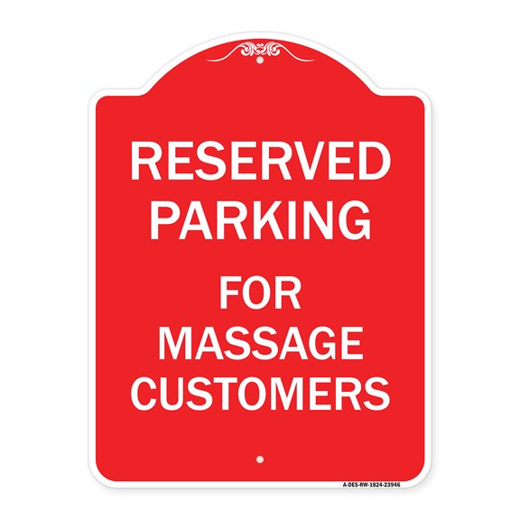 SignMission A-DES-RW-1824-23946 18 x 24 in. Designer Series Sign - For Massage Customers, Red & White