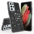 thumbnail image 2 of Galaxy Wireless Glitter Case for Samsung Galaxy S21 Ultra Case, Ring Kickstand Bling Cover for Girls Women Diamond Sparkly for Galaxy S21 Ultra Cases - Black, 2 of 3