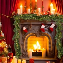 JLFNYA Christmas Garland, 6 Ft Christmas Norfolk Garland, Faux Greenery Pine Garland, Artificial Norfolk Garlands, Christmas Garland for Holiday Window Fireplace Indoor Outdoor Decor, Gifts for Women