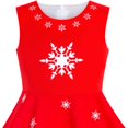 thumbnail image 3 of Sunny Fashion Girls Dress Red Snowman Snowflake Christmas Party New Year Sleeveless 7 Years, 3 of 5