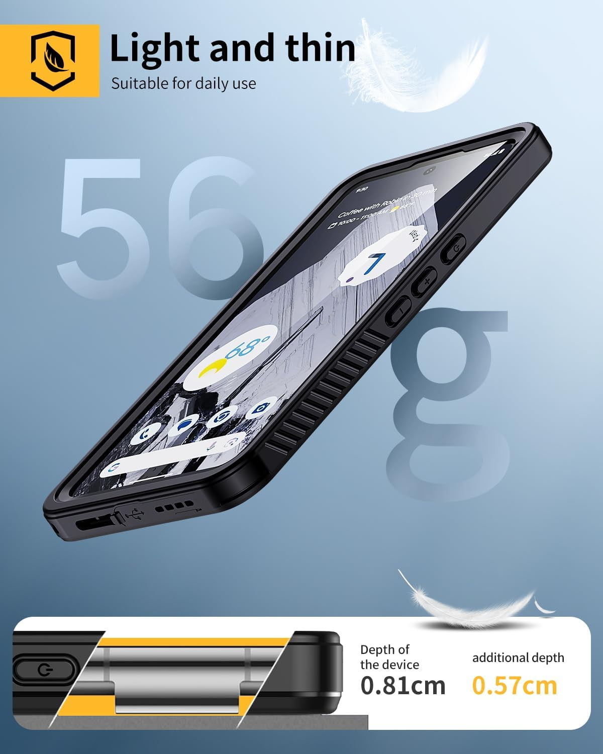 KOMI Pixel 8 Pro Case, IP68 Waterproof Dustproof Case with Built-in Screen Protector, Rugged Full Body Shockproof Protective Clear Cover for Google Pixel 8 Pro, Black