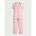 thumbnail image 6 of Joyspun Women's Knit Short Sleeve Notch Collar Top and Capri Pajama Set, 2-Piece, Sizes S to 3X, 6 of 6
