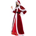 thumbnail image 2 of Disfraz de Señora Santa Claus Conjunto de Ropa navideña para Mujer Capa con Capucha Vestido Rojo de Manga Larga con cinturón Sombrero y Guantes (XL/X-Large), 2 of 5