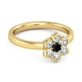 thumbnail image 2 of Daisy Flower 0.10 Cts Black Spinel 925 Sterling Silver Gold Vermeil Women Women Mother's Day Gift Ring, 2 of 3